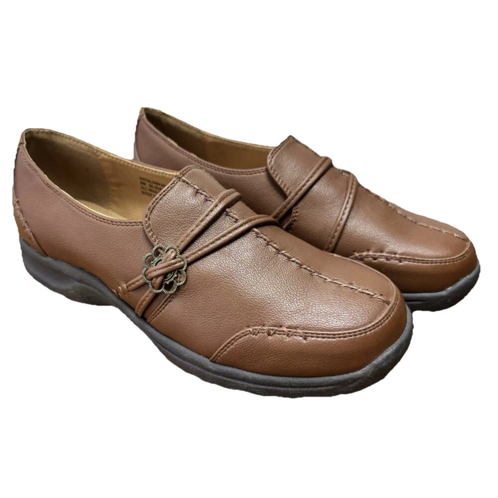Comfortview Womens Sz 8 Shoes Easy Slip On Hand Crafted Chestnut Brown EUC